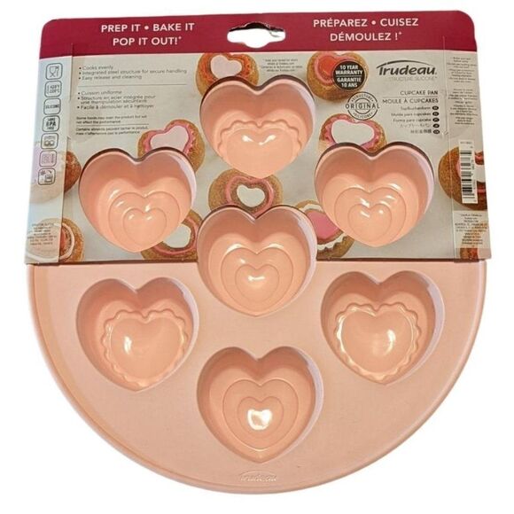 🆕NWT TRUDEAU'S STRUCTURE SILICONE PINK HEARTS PAN - Picture 2 of 2